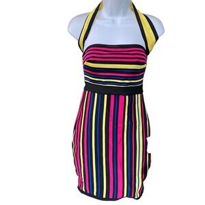 Wow Couture Colorful Stripe Artsy Bodycon Party Girl Dress